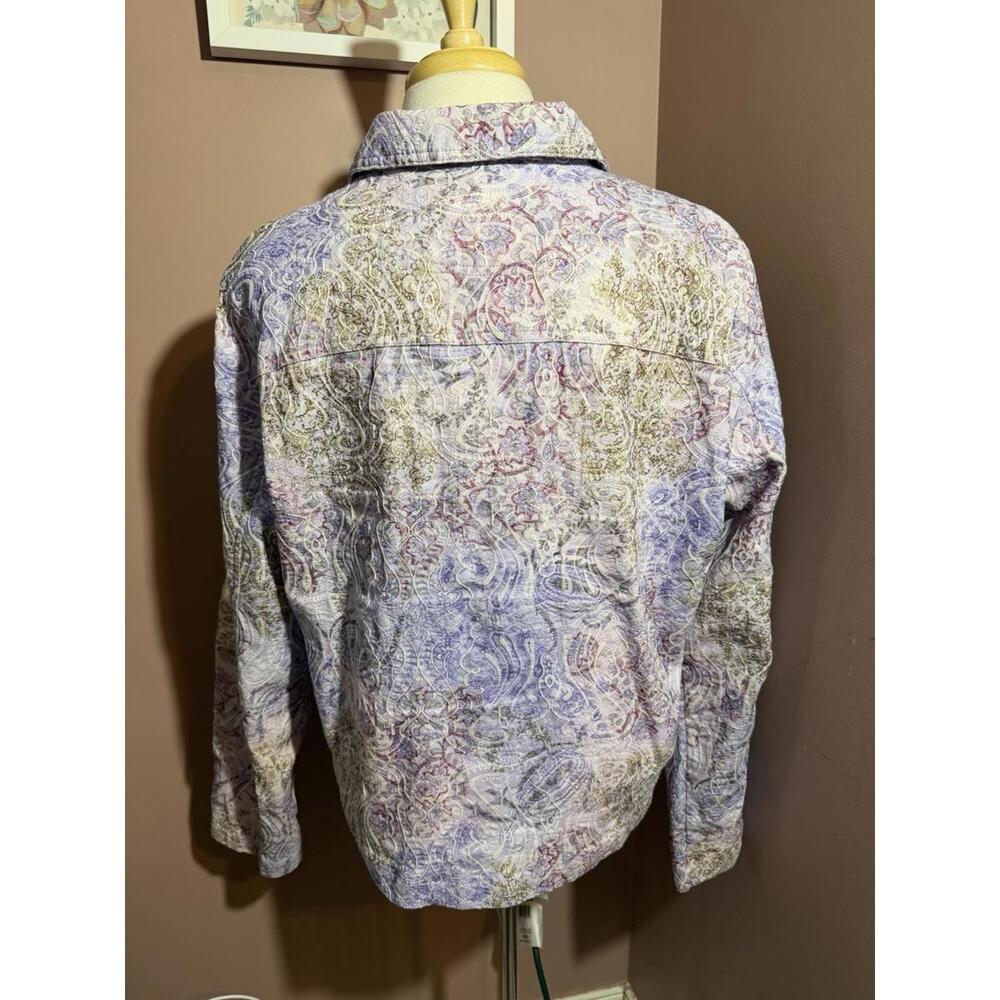 Baxter & Wells Button Front Jacket Womens XL Lavender Purple Embroidered Light - Picture 4 of 9